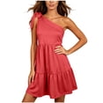 thumbnail image 2 of YuXingFu Wedding Guest Dresses for Women Short Mini Sleeveless Plus Size Womens Dress Crew Neck Solid Color Slim Fit Casual Summer Red XXL, 2 of 9