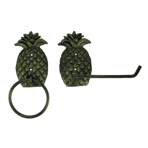 Chesapeake Antique Brass Finish Cast Iron Pineapple Towel and Toilet Paper Holder