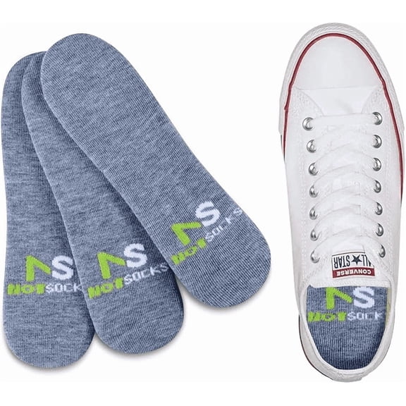 NotSocks Insole Covers 3-Pack, Sockless Shoe Liners with Odor & Moisture Control, Gray