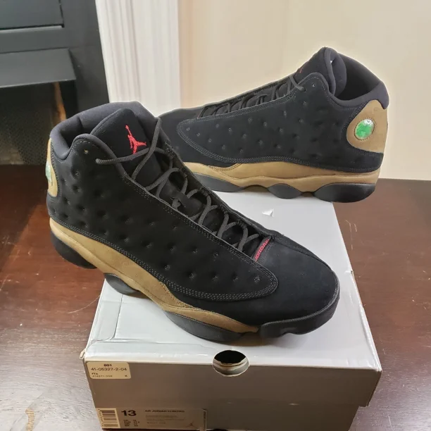 Ni - ke Ni - ke AIR JORDAN 13 RETRO BLACK RED OLIVE GREEN BRED 414571-006 Mens Size 13