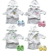 Baby Boys' "Umbrella Monkey" Bathrobe & Slippers Set