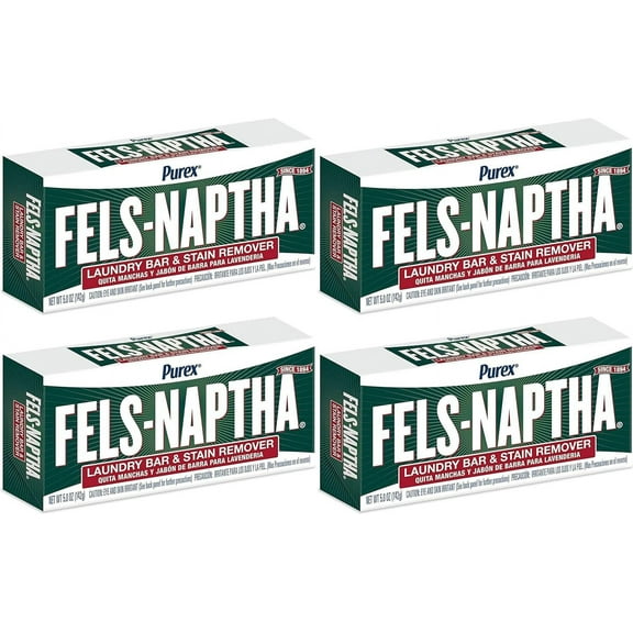 Fels Naptha Laundry Bar and Stain Remover, 5 Ounce Pack of 4