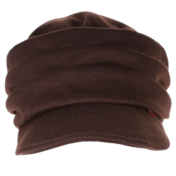 SWETRACE Fashion Hat Lady Hat Dark Brown Flat Top Casual Stylish 24X23CM