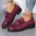 thumbnail image 2 of FRSASU Women's Bow Elastic Casual Chunky Platform Loafers, Wide Fit Round Toe Retro Bowknot Loafers, Elegant Chunky Dress Moccasins Shoes Wine, 2 of 9