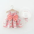 thumbnail image 2 of Zanarzt Toddler Summer Birthday Dress Baby Girl Dresses Toddler Infant Girl Clothes Sleeveless Bowknot Flower Sundress Summer Ruffle Dress with Hat 18-24 Months,RD1, 2 of 9