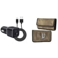 thumbnail image 1 of Holster and Car Charger Bundle for Samsung Galaxy S22: Rugged Denim Nylon Belt Pouch Case (Tan Brown) and Compact High Power 30W Dual USB Port (Type-C & USB-A) Auto Power Adapter, 1 of 9