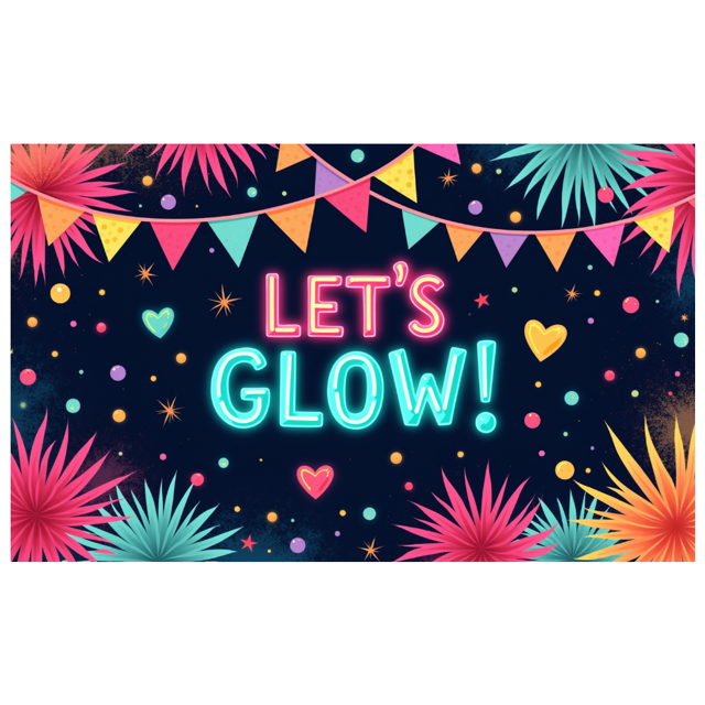 Neon Design Glow Banner Colorful Decoration Let's Glow Festival Sign for Party Celebration Event