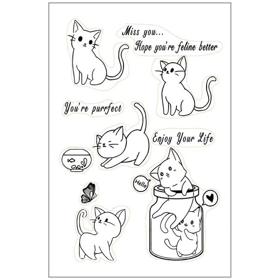 CIYISON Cute for Cat Clear Stamp for Card Making DIY Scrapbooking Background Silicone