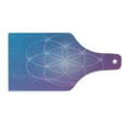 thumbnail image 2 of Geometry Cutting Board, Round Forms in 2 Dimensional Space Axis Historical Artifact Image, Decorative Tempered Glass Cutting and Serving Board, Wine Bottle Shape, Blue and Purple, by Ambesonne, 2 of 5