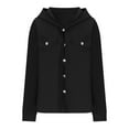 thumbnail image 4 of Jalioing Hooded Coat for Women Long Sleeved Casual Hoodies Single-Breasted Solid Color Ribbed Outwear (X-Large, Black), 4 of 6