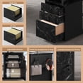 thumbnail image 5 of 78" Executive Desk with Lockable File Cabinet, L Shaped Executive Desk with Power Outlets, Reversible Computer Desk with Drawers, Storage Shelves and Privacy Screen, Marble Black, 5 of 7