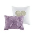 thumbnail image 3 of Full/Queen Plum Metallic Pintucked Comforter Set, Glamorous Polyester Bedding Set with 2 Shams & Decorative Pillows, 3 of 15