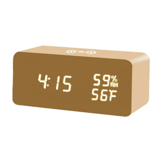 Tnarru Digital Alarm Clock Electronic Clock Charging Station Setting Desk Clock Light Brown