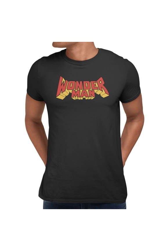 Comics Wonder Man Block Letter Header Men's T Shirt (Black, S-3XL)