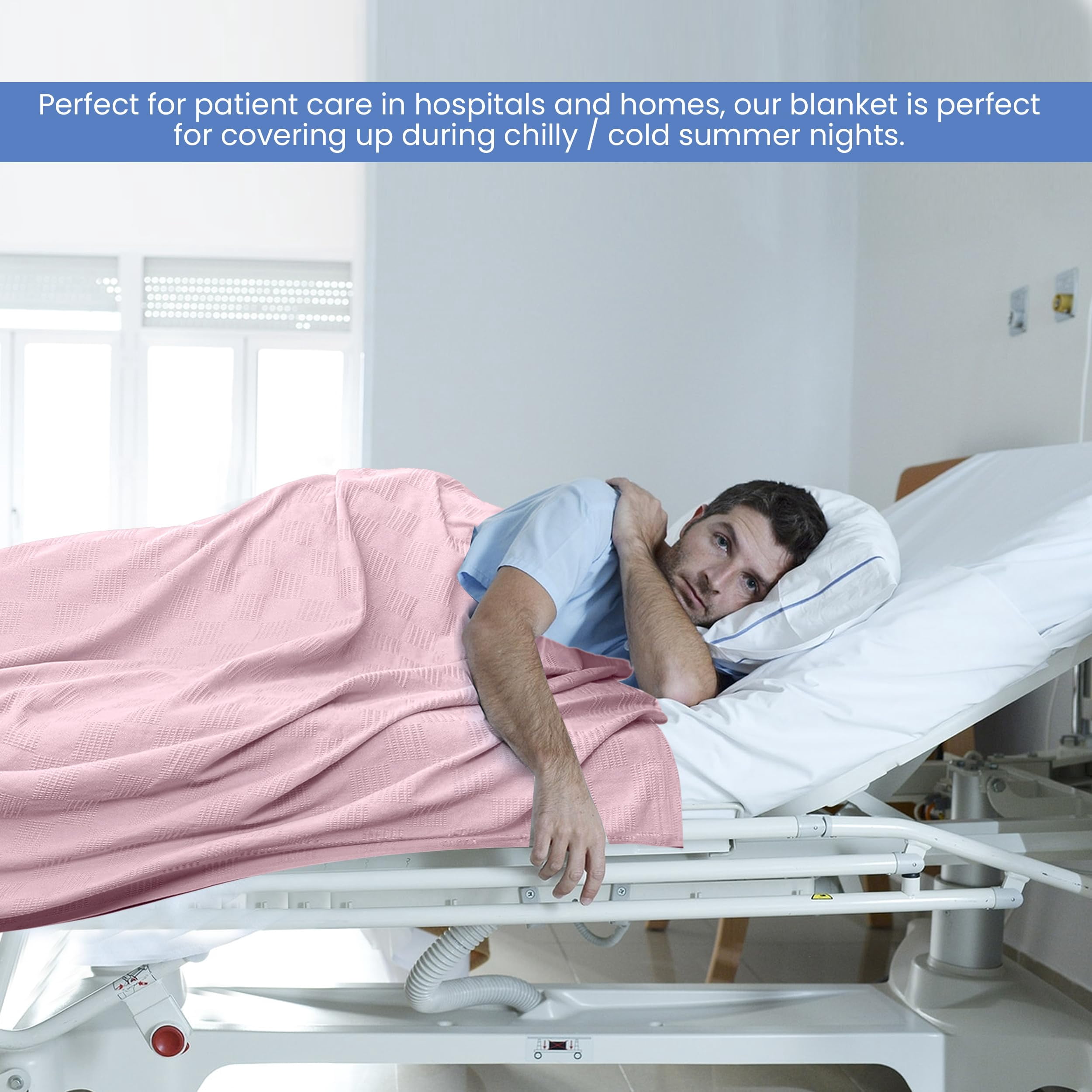 Linteum Textile Hospital Thermal SNAGLESS Spread Blanket, 100% Cotton (74x100 in, Mauve) 2 Pack