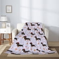 thumbnail image 2 of Throw Blanket for Couch Sofa and Bed, Purple Dachshund Dog Puppy Candy Super Soft Plush Throw Blanket, Fuzzy Cuteness Comfy Warm Washable Flannel Blanket & Throws for All Season, 2 of 5