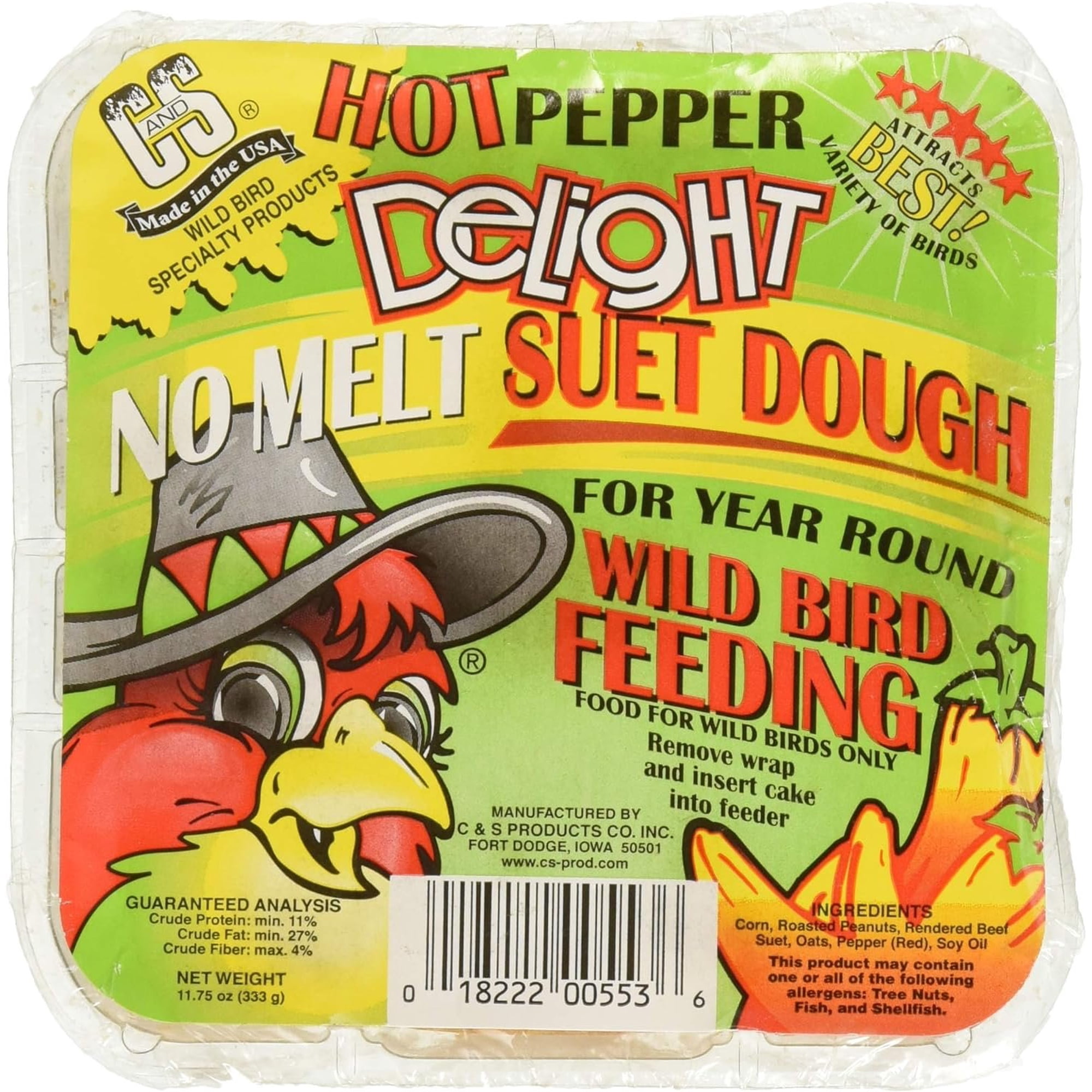 C & S Products Hot Pepper Delight Suet Dough Cake - Hot Pepper - 11.75 oz