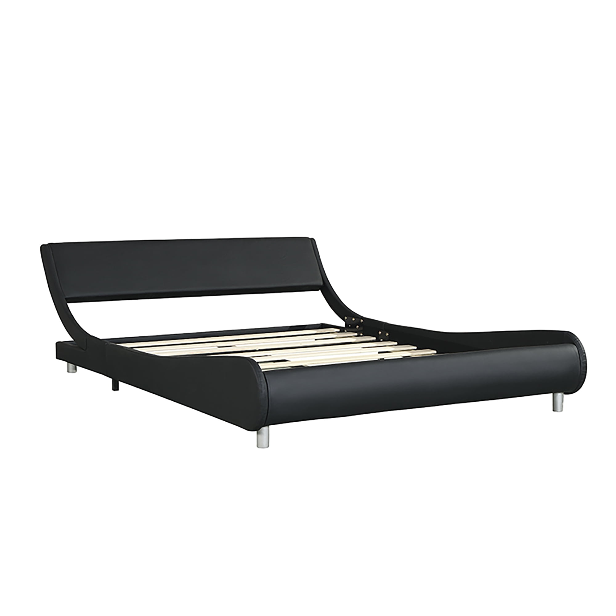 LiviNest Modern Upholstered Bed Frame with LED Lights & APP Control - Black Queen Size Platform Bed for Modern Bedroom - Wood Slat Support & Remote for Easy Assembly & Atmosphere Creation