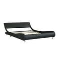 thumbnail image 5 of Queen Black Faux Leather Platform Bed Frame with RGB LED Lights & Remote/App Control, Modern Curve Design, Wood Slat Support, No Box Spring Needed, Easy Assembly, Bedroom Furniture, 5 of 11