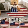 thumbnail image 6 of Area Rug 36in, American Flag on Wood Plank Floor Carpet Living Room Rug, Vintage Red Blue Stripe Star Non-Slip Welcome Mat Indoor Rugs for Bedroom Dining Room, 6 of 9