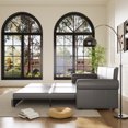 thumbnail image 4 of 93.7" King Pull Out Sofa Bed,3-in-1 Faux Leather Convertible Sleeper Sofa Multi-Functional Sofa Bed for Living Room,Bedroom,Gray, 4 of 8