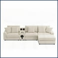 thumbnail image 3 of 114x64'' Modern Corduroy Sectional Sofa – L-Shaped with Bluetooth, USB & Storage for Living Room, 3 of 26