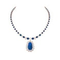 thumbnail image 3 of 7.0 CT PEAR Shape Sapphire & Diamond Necklace,Silver Necklace,Sapphire Wedding Necklace,14k Gold Plated Over Necklace,Valentine Gift For Her, 3 of 4