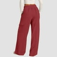 thumbnail image 5 of ManxiVoo Women's Casual Drawstring Waist Wide Leg Pants with Pockets Comfortable Soft Lounge Athletic Trousers XL Size Wine, 5 of 7