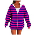 thumbnail image 3 of Scyoekwg Zip Up Jackets for Women Fall Fashion Striped Long Sleeve Sweatshirt Oversized Hooded Y2k Streetwear Outwear With Pocke (Blue,XXL), 3 of 4