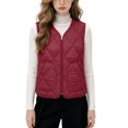 thumbnail image 3 of Quilted Vest Women Zaewscy Women V‑Neck Quilted Vest Sleeveless Zip Up Lightweight Padded Gilet with Side Pockets Red M, 3 of 9
