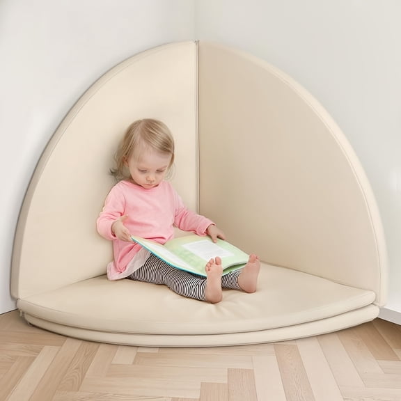 4-Piece All-Around Play Mat, Modular Vegan Leather Baby Play Mat, Soft & Wipe-Clean Baby Mat For Floor, Foldable Foam Play Mat For Baby, Stylish Crawling Mat For Home School Nursery, Reading Nook, Ch