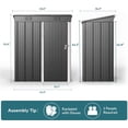 thumbnail image 5 of 5'x3' Outdoor Storage Shed, Galvanized Metal Shed with Lockable Door & Air Vent, Weather-Resistant Shed for Backyard/Patio/Garden/Lawn, Dark Gray, 5 of 8