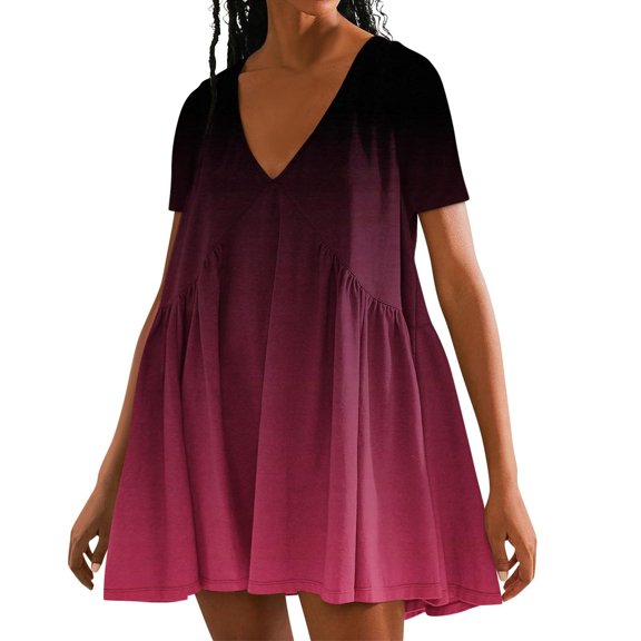 Kmdttou Womens Short Sleeve Sweater Dresses Women's Solid Color Summer Short Sleeved Dress