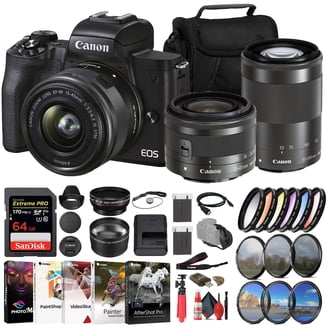 Canon EOS M50 Mark II with 15-45mm & 55-200mm Lenses, 2 64GB