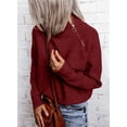 thumbnail image 5 of Asyoly Women's 1/4 Side Zipper Turtleneck Sweater Long Sleeve Ribbed Knit Basic Comy Pullover Solid Color Jumper Casual Loose Tops, 5 of 6