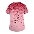 thumbnail image 4 of Womens Valentine Day Scrubs V Neck Nursing Short Sleeve Plus Size Scrub Tops Love Heart Print Cute Quick Dry Uniforms with Pockets Hot Pink 4XL, 4 of 5