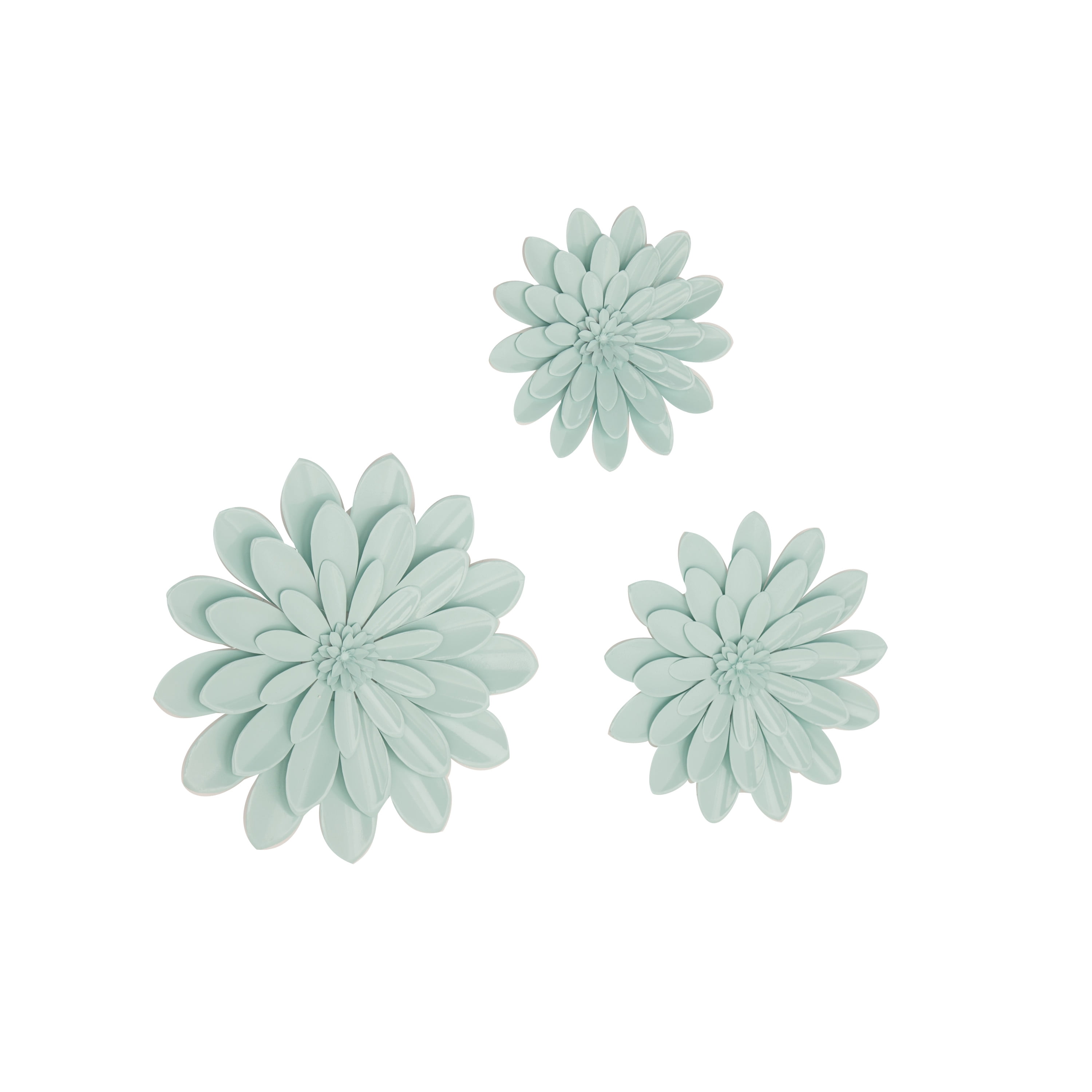 DecMode Green Metal Floral Wall Decor (3 Count)