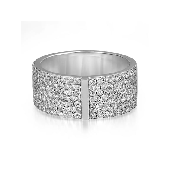 Messika 1.41Cttw Kate Pavee Diamond Wide Band Ring 18K White Gold Size 53 US 6.5