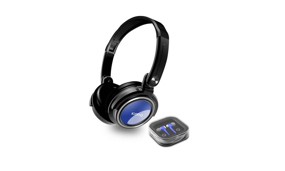 ICON Q Kicks2 Swivel Headphones + Earbuds Blue