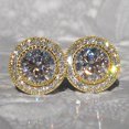 thumbnail image 1 of Pendientes con incrustaciones de destellos de circonitas redondas y llenos de diamantes, pendientes de temperamento elegantes para mujer, 1 of 6