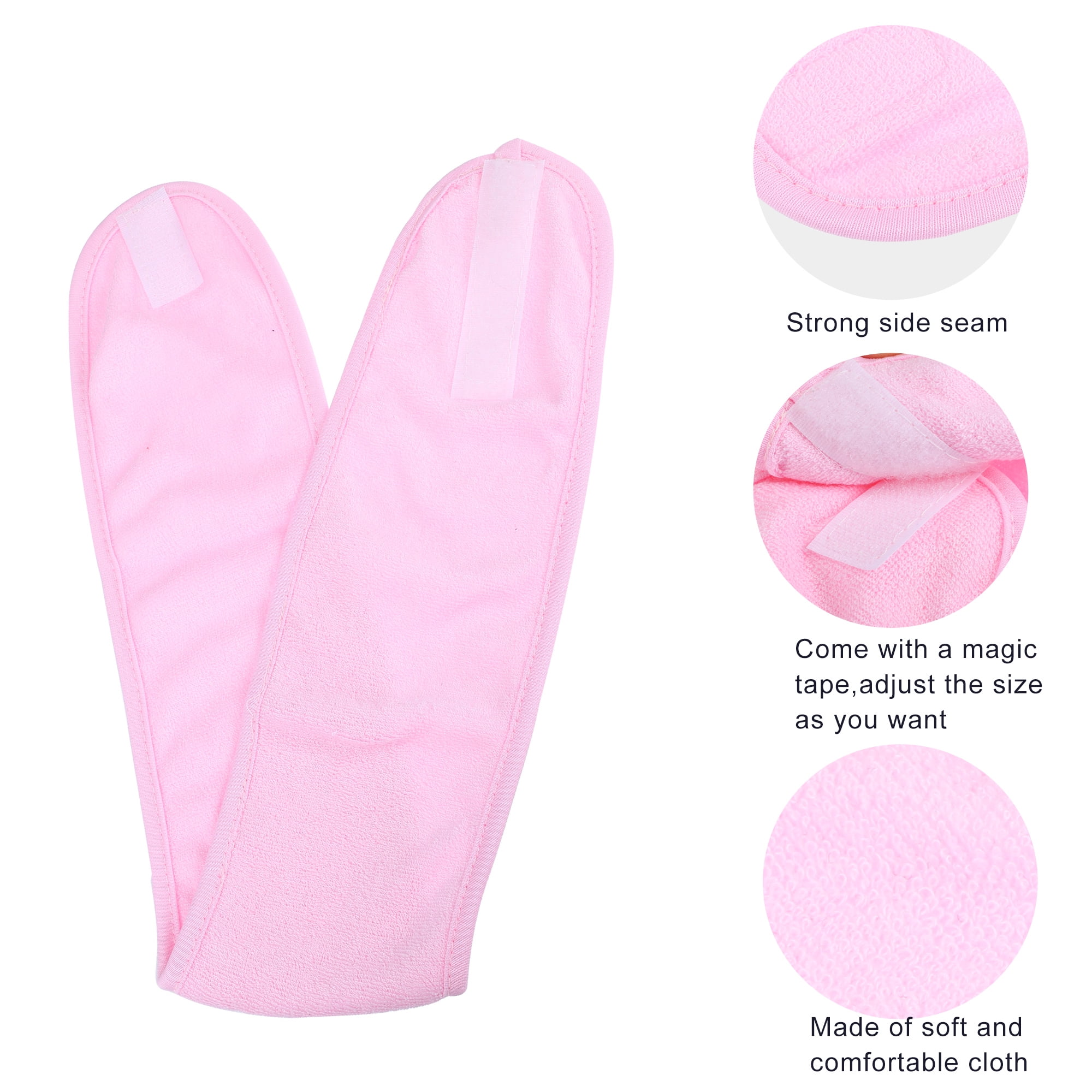 Unique Bargains 4 PCS Spa Facial Adjustable Face Wash Headband Pink