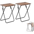 thumbnail image 6 of FurnitureR Industrial Folding TV Tray Tables Set of 2, Rustic Brown Wood Grain Snack Tables for Sofa Couch, Space Saving Small Side Table for Living Room, Fully Assembled, 6 of 19