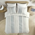 thumbnail image 2 of INK+IVY Imani 3 Piece Full/Queen Cotton Printed Duvet Cover Set with Chenille White/Navy, 2 of 6