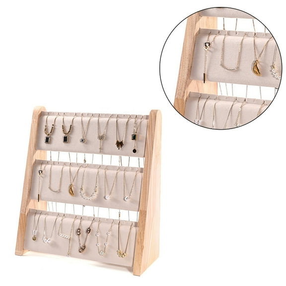 FENOHREFE Multi Layer Jewelry Hanging Organizers Delicate Wood Jewelry Display Rack Unique Stand for Necklace Bracelet Collection