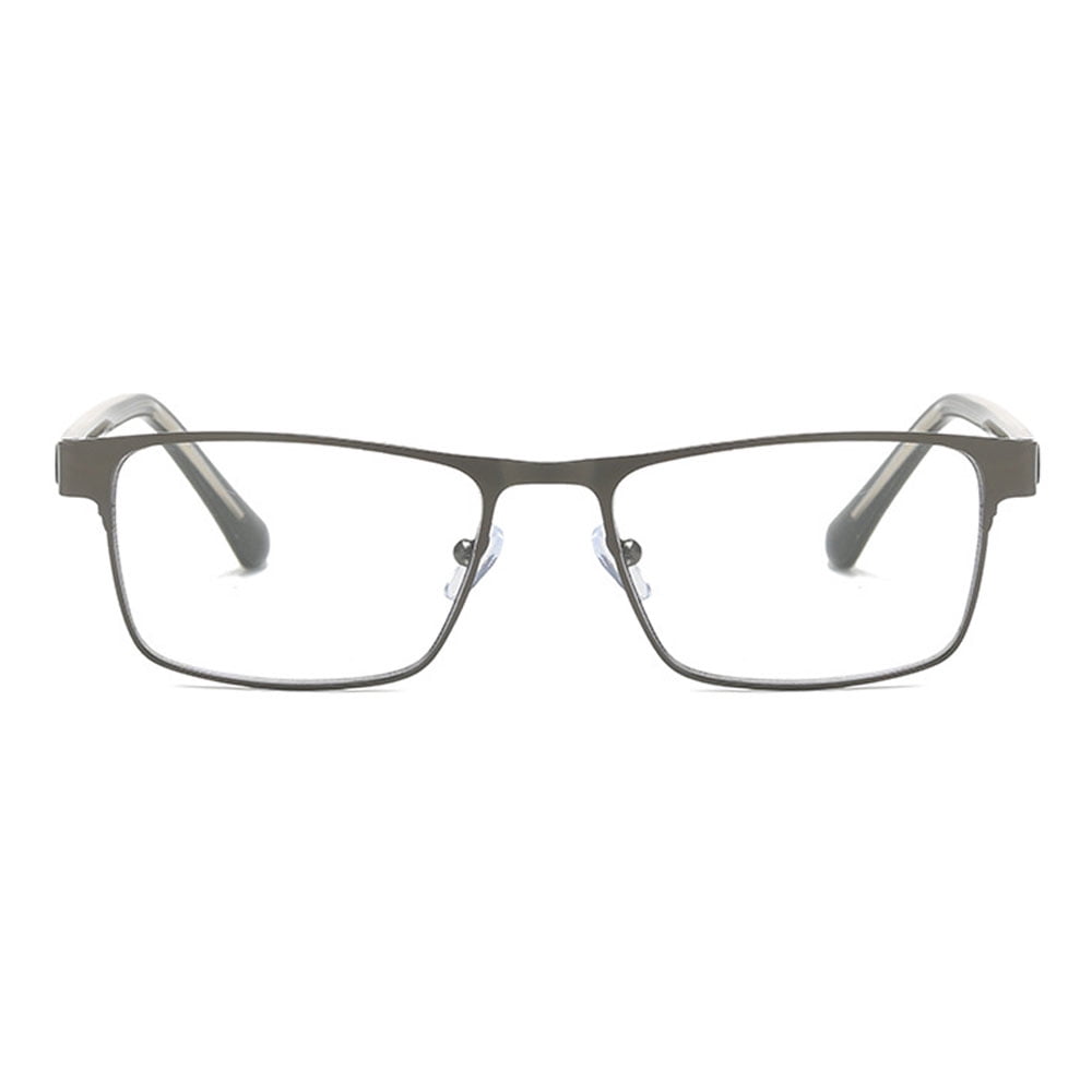 3 Pairs of Mens Blue Light Blocking Classic Reading Glasses 3.0 Rectangle Metal Gunmetal Rimmed Spring Hinges Readers +3.0
