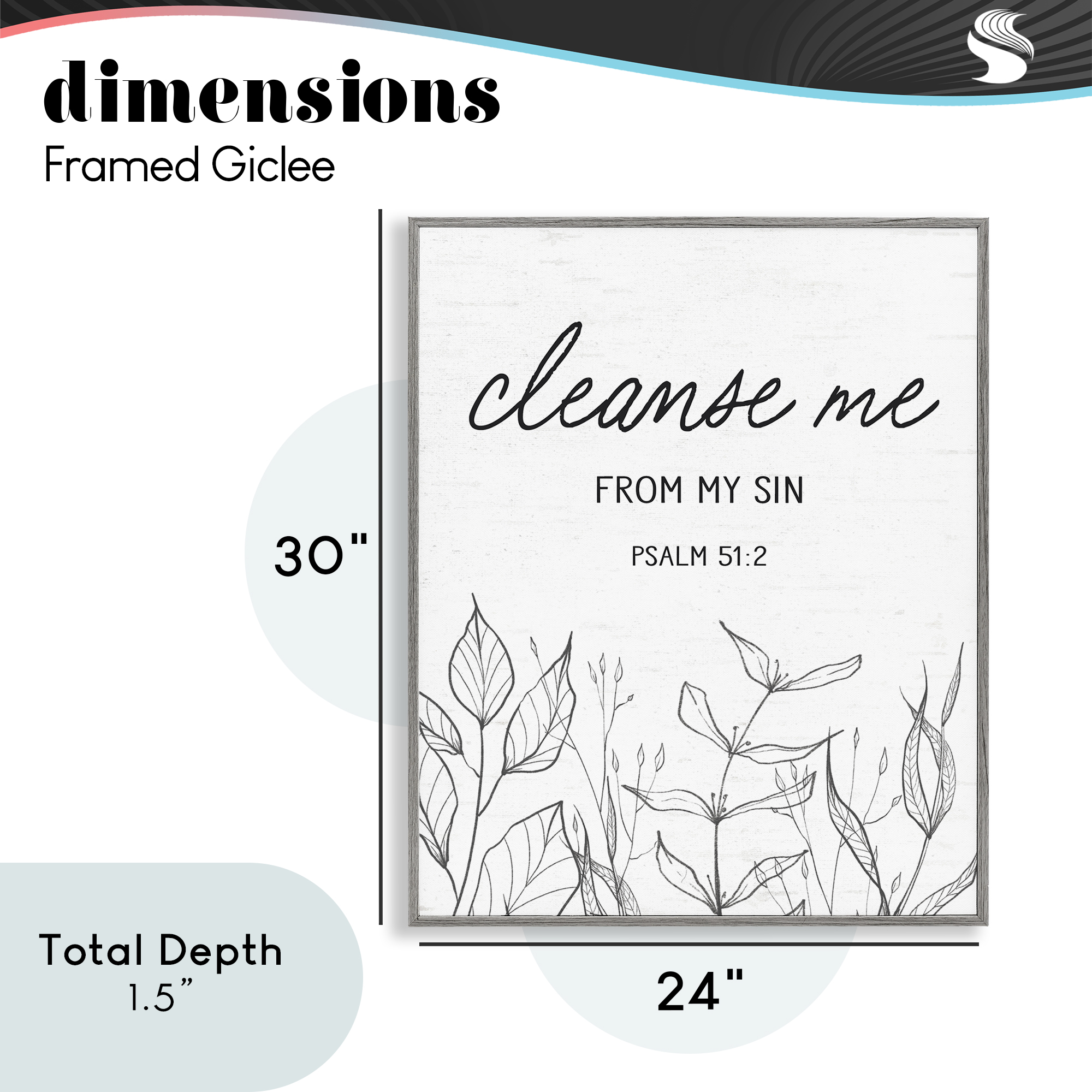 Cleanse Me From Sin Gray Framed Giclee Art, design by Lettered and Lined