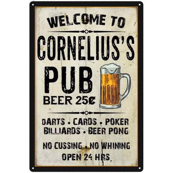 CORNELIUS'S Pub Sign Vintage Man Cave Bar Wall Decor 8x12 Metal 208120028464