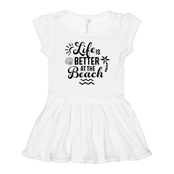 Inktastic Life is Better at The Beach with Sunshine Seashell and Palm Trees Girls Toddler Dress