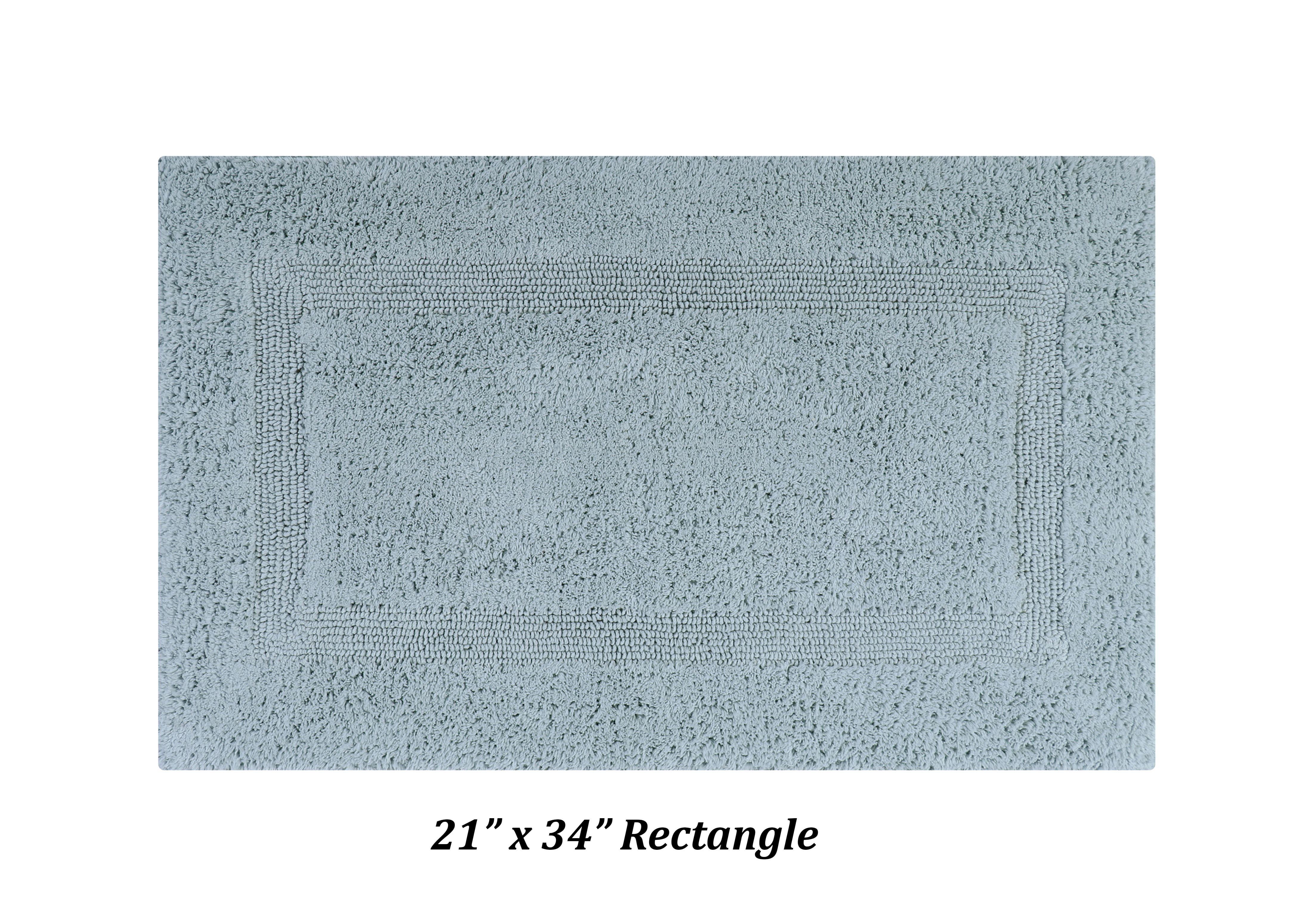 Better Trends Premium 4 Piece Bathroom Rug Set 100% Cotton, Extra Soft Tufted Bath Mat, Water Absorbent & Reversible Mat, Blue Lux Collection