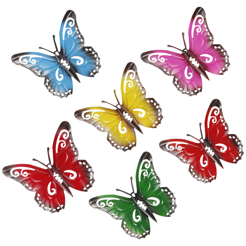 6Pcs Metal Butterfly Wall Decor Butterfly Metal Wall Art Garden Butterfly Sculpture Hanging Ornaments Metal Wall Sculptures for Indoor Outdoor Garden Yard Sheds Home Walls Fences Decor 3.7 x 4.1 Inch - image 2 of 6